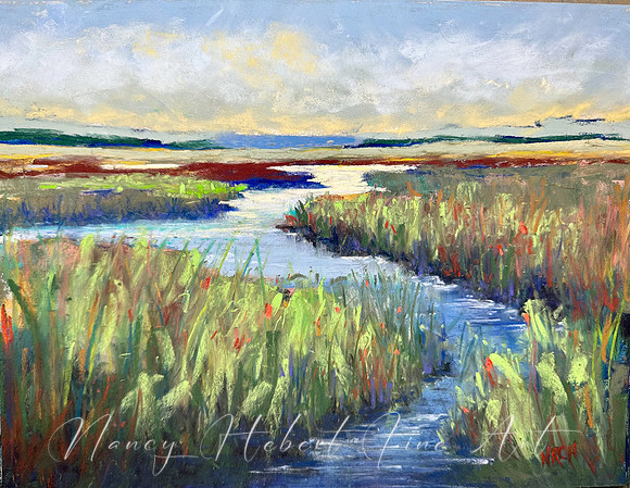 Winding Marsh - Pastel